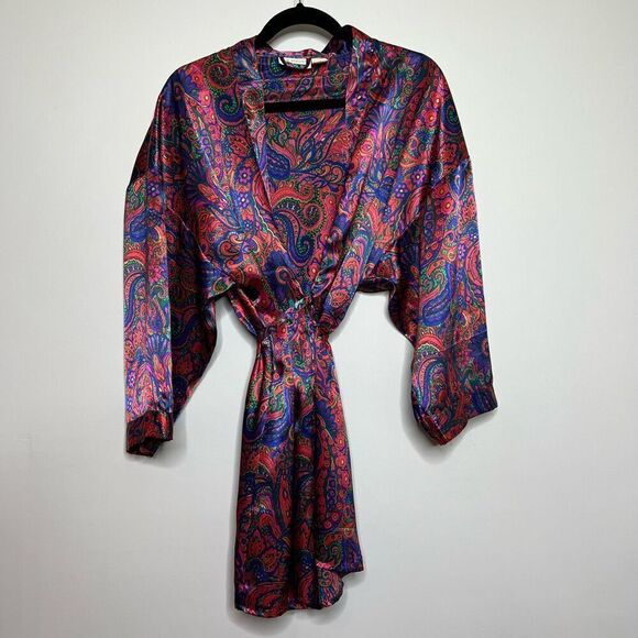 VICTORIAS SECRET GOLD LABEL VINTAGE TIE ROBE PAISLEY WOMENS SIZE SMALL - Picture 1 of 4